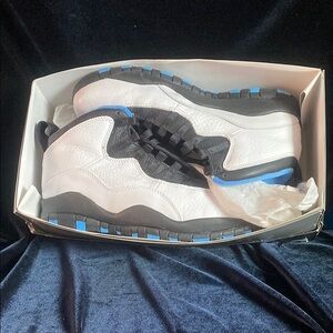 Nike NIB Powder Blue Jordan 10 1994 White /Blk  Sneakers with Blue Accents
